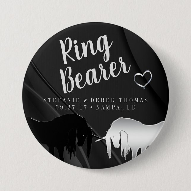 Die mystische Einhornhochzeit (Ringträger) Button (Vorderseite)