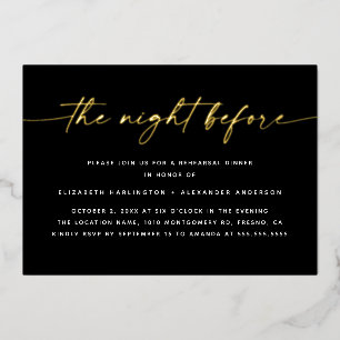 Die Nacht davor   Gold Script Probe Dinner Folieneinladung