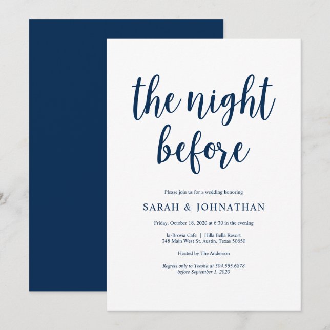 Die Nacht davor, Navy Blue, Probe Dinner Einladung (Vorne/Hinten)