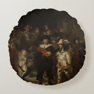 Die Nacht des Rembrandt-Barock-Meisterwerk Rundes Kissen