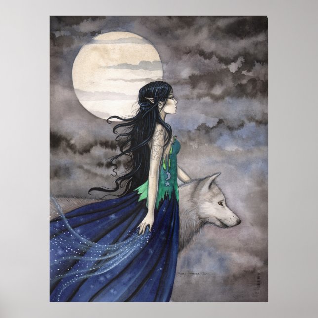 Die Nacht des Wolf Fantasy Art Poster (Vorne)