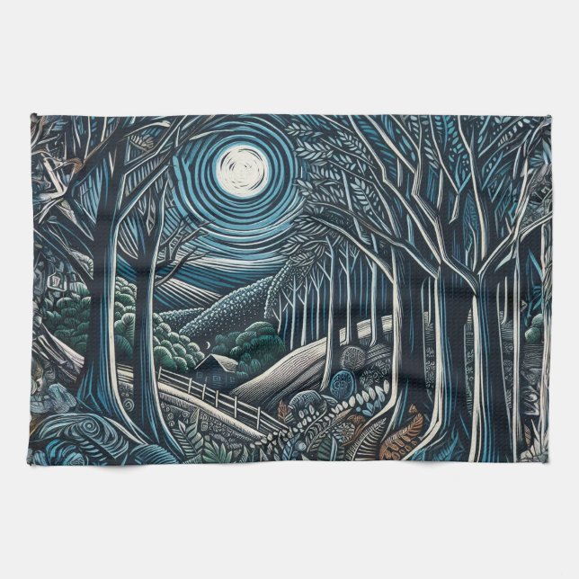 Die Nacht im Wald Geschirrtuch (Horizontal)