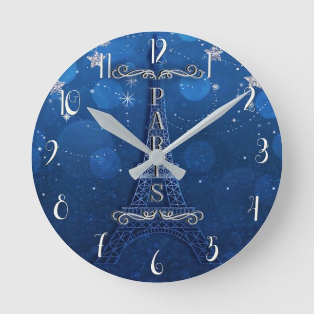 Die Nacht in Paris unter den Sternen spimistisch Runde Wanduhr (Vorderseite)