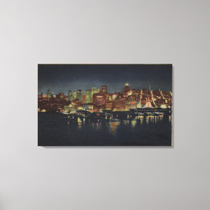 Die Nacht Skyline von "The Queen City of the Leinwanddruck