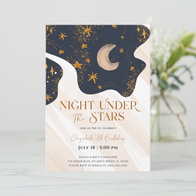 Die Nacht unter den Sternen Einladung zum Geburtst (Stehend Vorderseite)