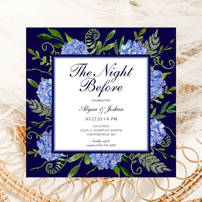 Die Nacht vor Blue Hydrangea Einladung (Von Creator hochgeladen)
