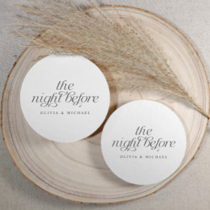 Die Nacht vor dem eleganten Hochzeitsessen der Pro Runder Pappuntersetzer