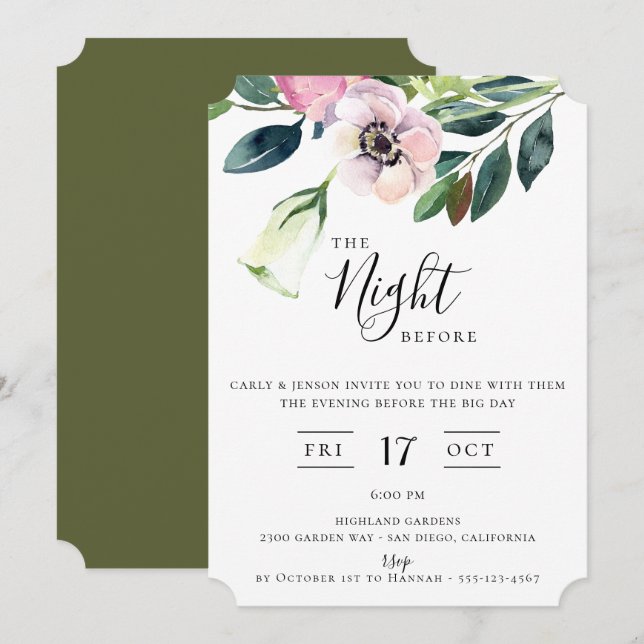 Die Nacht vor der Garden Bouquet Einladung (Vorne/Hinten)