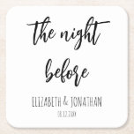 Die Nacht vor der Hochzeit Probe Dinner Rechteckiger Pappuntersetzer<br><div class="desc">Die Nacht vor: minimalistisches Hochzeitsessen Probe. Freuen Sie sich auf ein schlichtes Schwarz-Weiß-Design,  um den Cocktail,  das Essen oder den Desserttisch Ihres Probe Dinner zu würdigen!</div>