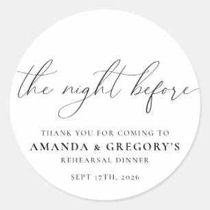 Die Nacht vor der Hochzeit Probe Dinner Runder Aufkleber