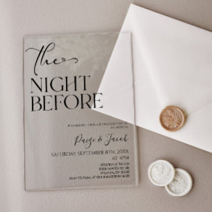 Die Nacht vor der minimalen Hochzeitsprobe Dinner Acryleinladungen