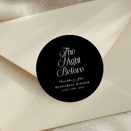 Die Nacht vor der modernen eleganten Hochzeitsprob Runder Aufkleber