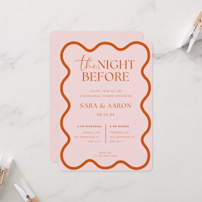 Die Nacht vor der Probe Einladung (Vorderseite/Rückseite Beispiel)