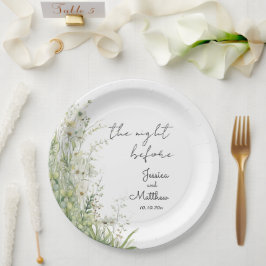 Die Nacht vor Dusty Sage Green Blume Hochzeit Pappteller