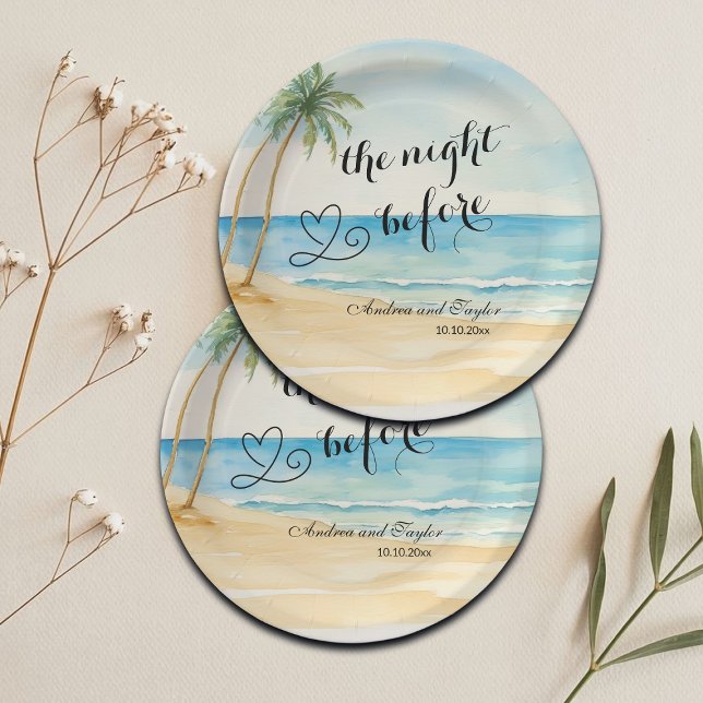Die Nacht vor Strand und Palmen Hochzeiten Pappteller (Von Creator hochgeladen)