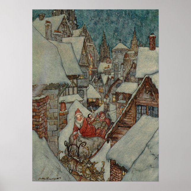 Die Nacht vor Weihnachten von Arthur Rackham Poster (Vorne)