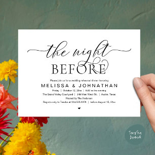 Die Nacht zuvor, stilvolle Hochzeitsprobe Dinner Einladung