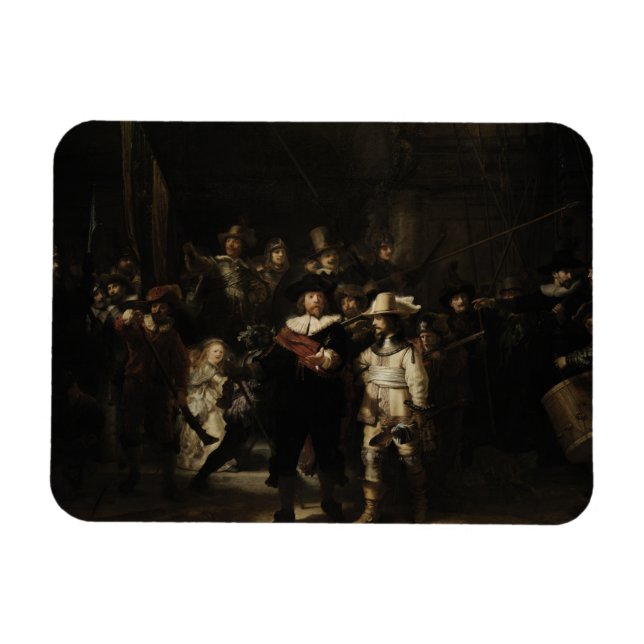 Die Nachtbeobachtung von Rembrandt van Rijn Magnet (Horizontal)