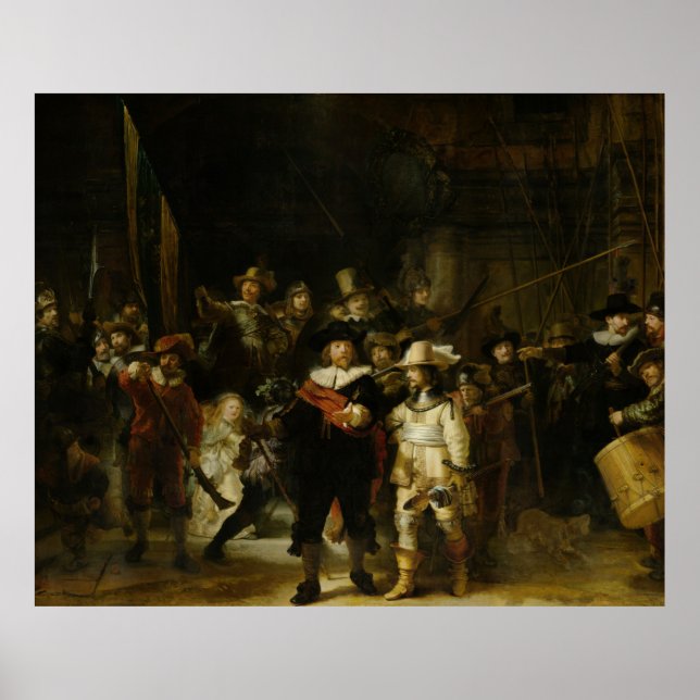 Die Nachtwache, Rembrandt van Rijn Poster (Vorne)