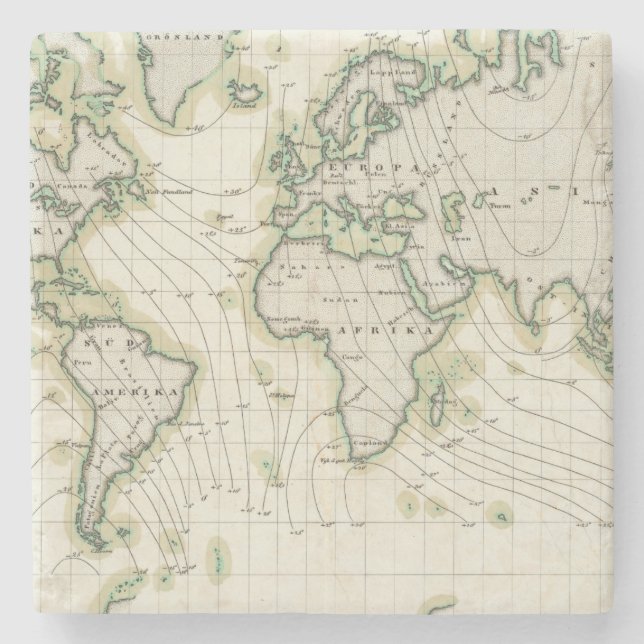 Die Nadelabweichung der Welt Steinuntersetzer (Vorderseite)