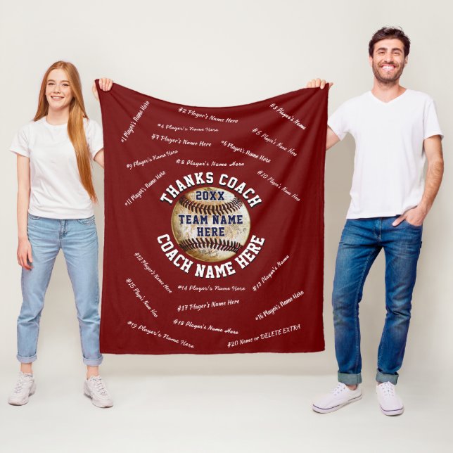 Die Namen alles Spielers auf kastanienbraunen Fleecedecke (Beispiel)