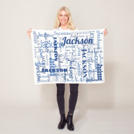 Die Namen PatternTypography des blauen u. weißen Fleecedecke
