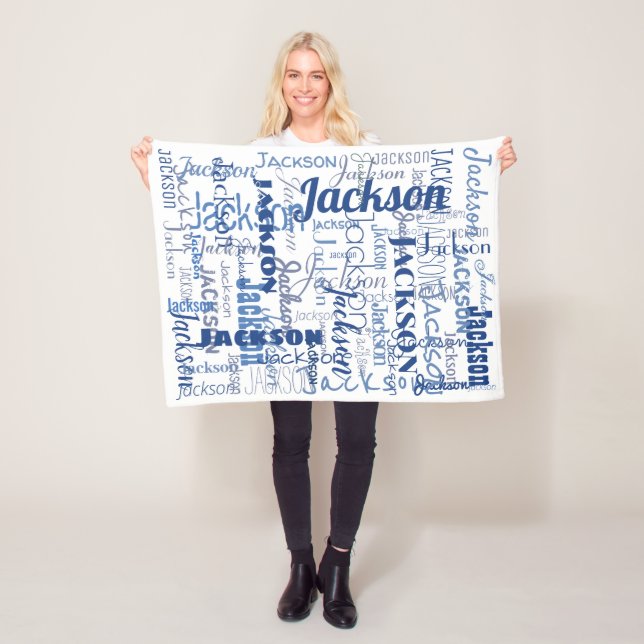 Die Namen PatternTypography des blauen u. weißen Fleecedecke (Beispiel)