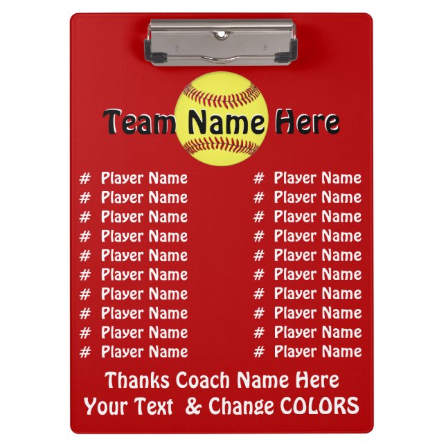 Die Namen-Softball-Trainer-Geschenk-Ideen alles Klemmbrett (Vorderseite)