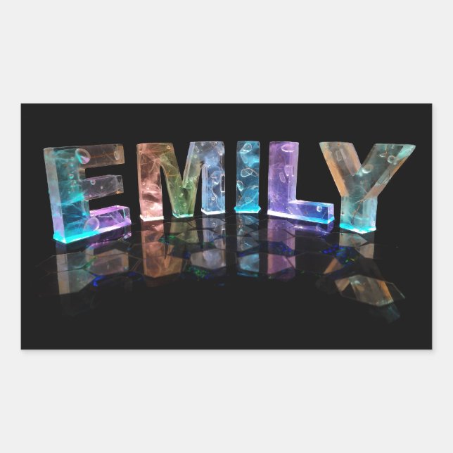 Die Namensemily in 3D beleuchtet (Fotografie) Rechteckiger Aufkleber (Vorderseite)