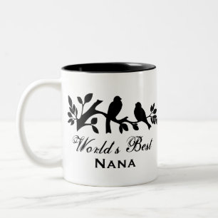 Die Nana-Spatzen-Silhouetteniederlassung der Welt Zweifarbige Tasse