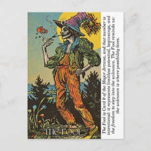 Die Narr Tarot Retro Mystische Große Arkana Kunst  Postkarte