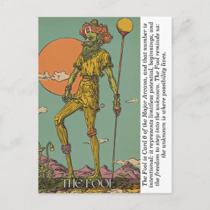 Die Narr-Tarotkarte Mystische Große Arkana-Kunst Postkarte