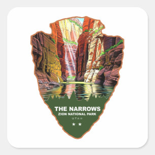 Die Narrows Zion National Park Arrowhead Quadratischer Aufkleber