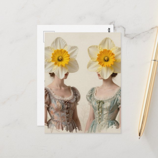 Die Narzissenkopf Frauen Postkarte (Vorderseite/Rückseite Beispiel)