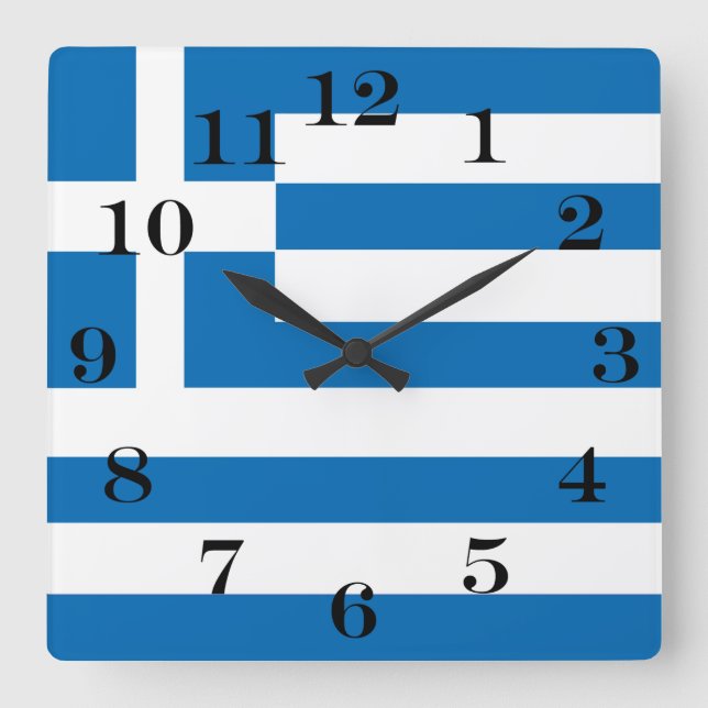 Die Nationalflagge Griechenlands Quadratische Wanduhr (Vorderseite)