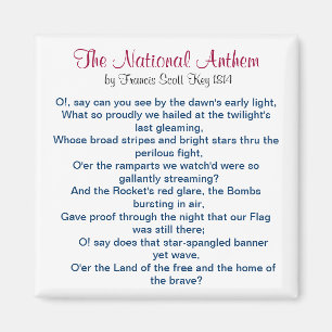 Die Nationalhymne durch Francis Scott Key 1814 Magnet