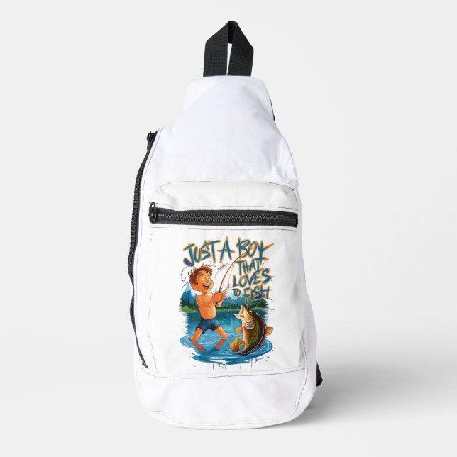 Die Natur erkunden: Junge Fischerei mit einem groß Crossbody Bag (Vorderseite)