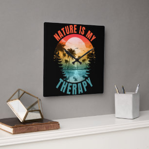 Die Natur ist meine Therapie Sommer Outdoor-Gesche Quadratische Wanduhr