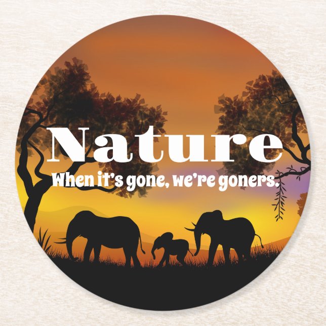 Die Natur und Elefanten schätzen Runder Pappuntersetzer (Vorderseite)
