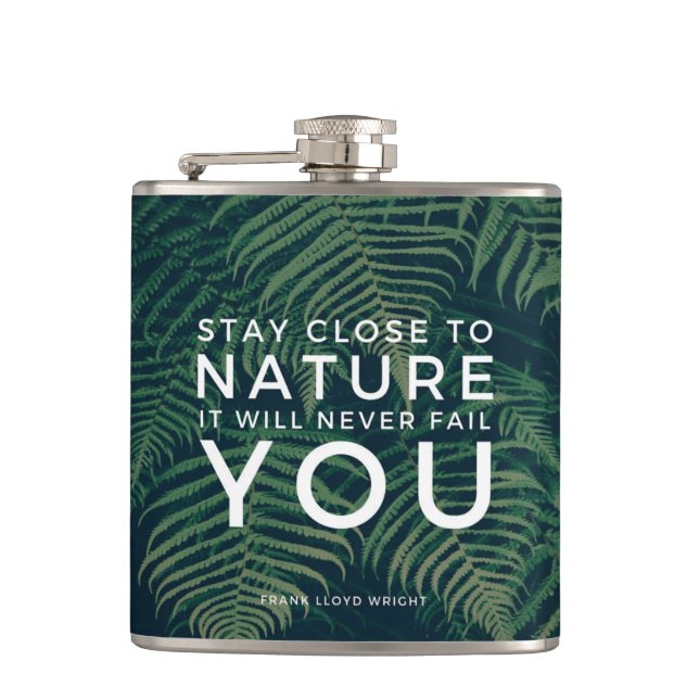 Die Natur Versage Ihnen nie Palmen zu zitieren Flachmann (Vorderseite)