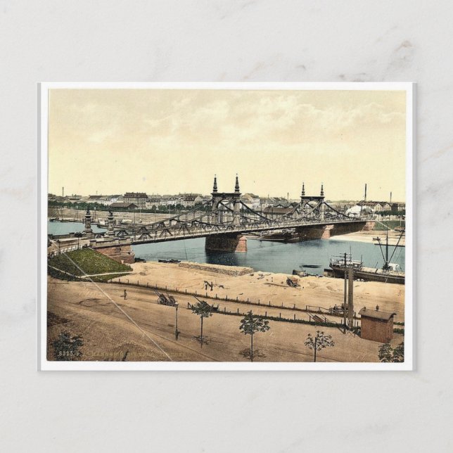 Die Neckar-Brücke, Mannheim, Baden, Deutschland, M Postkarte (Vorderseite)