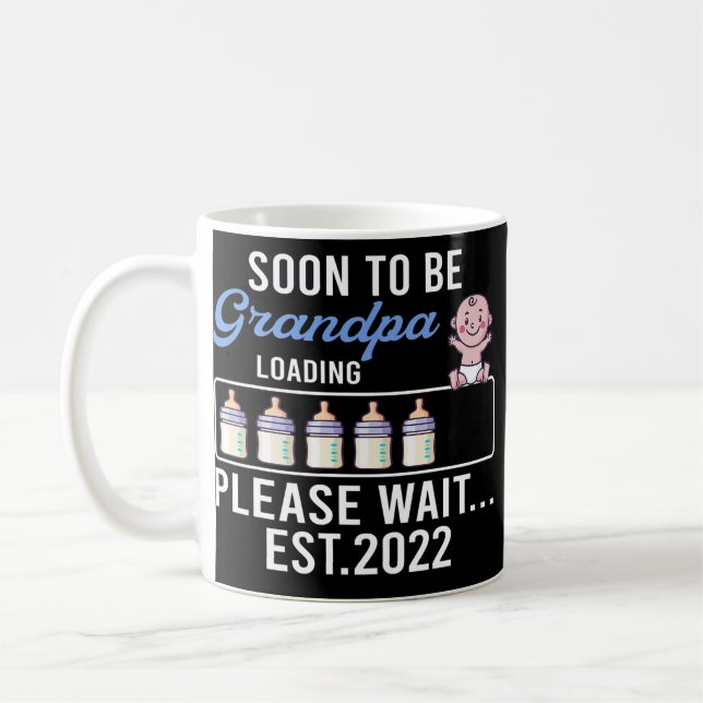Die neue Ankündigung der Schwangerschaft von Mens Kaffeetasse (Links)