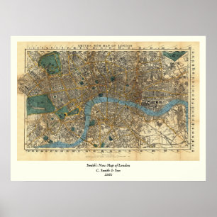 Die neue Karte des Smiths von London 1860 Poster