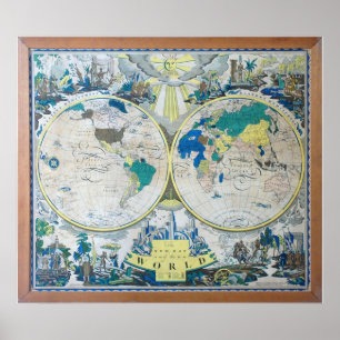 Die neue Karte des Weltplakats von 1926 Poster