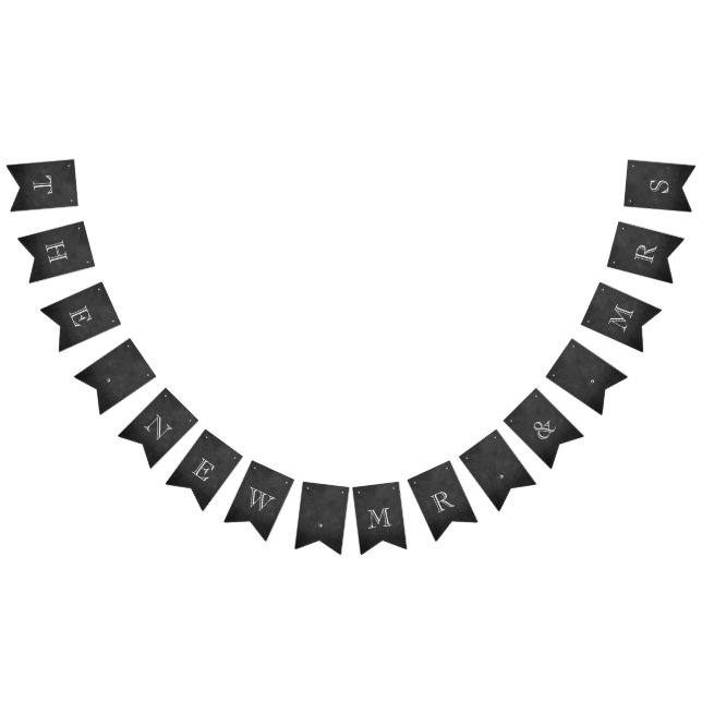 Die neue Mr. & Mrs. Chalkboard Hochzeit Wimpelkette (Alle)