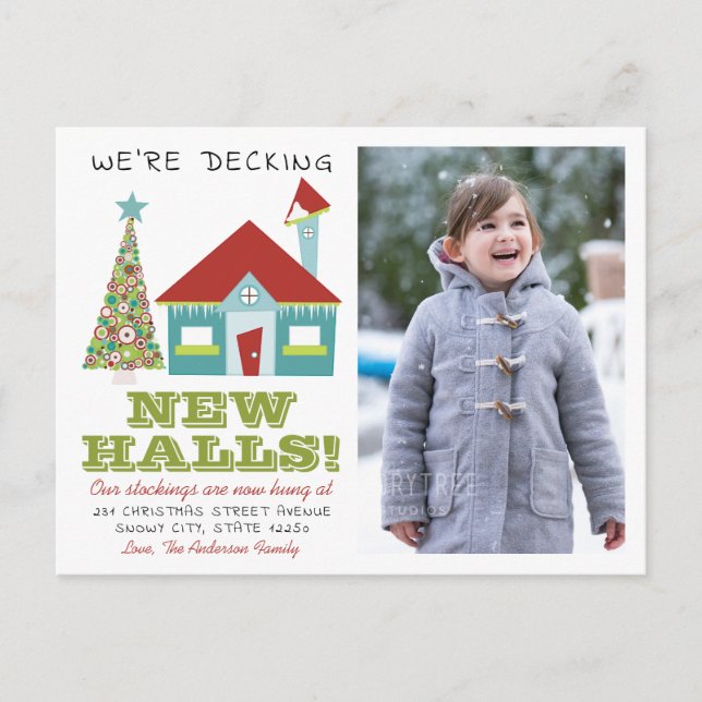 Die neuen Weihnachtsräume Foto Holiday Moving Ankündigungspostkarte (Vorderseite)
