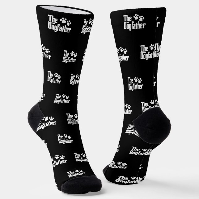 Die Neuheit des Dogvaters Sprichwort in Schwarz un Socken (Gewinkelt)