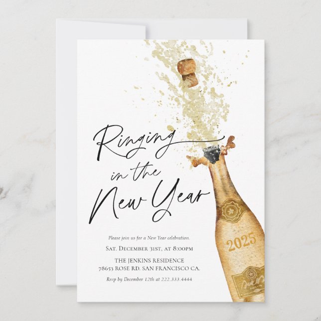 Die Neujahrsklingeln in der Party Einladung (Vorderseite)