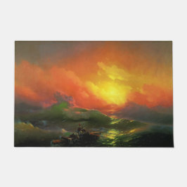 Die neunte Welle (Sturmsee mit rotem Sonnenunterga Fußmatte