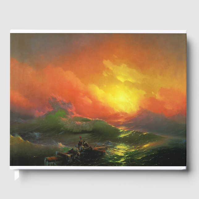 Die neunte Welle (Sturmsee mit rotem Sonnenunterga Gästebuch (Vorderseite)